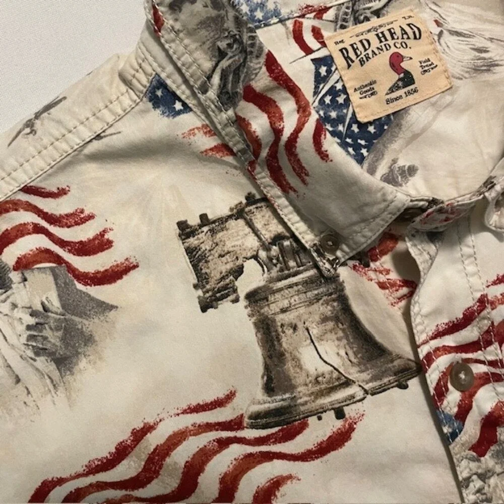 Red Head Brand 2XL Liberty Bell USA Flag Mt Rushmore Eagle Shirt Men Patriotic‎